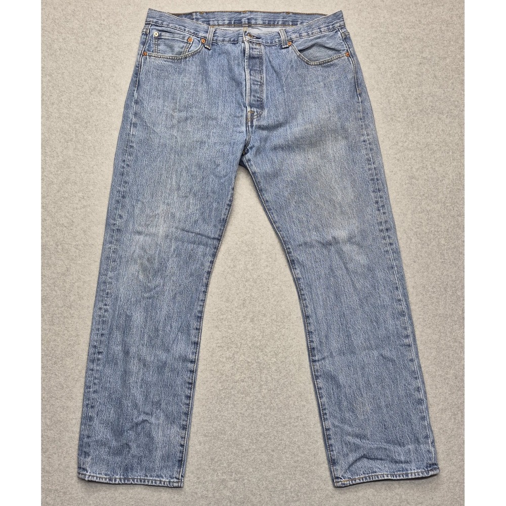 Levi's 501 Jeans Mens 38x32 Blue Straight Wide Leg Baggy Button Fly Cotton Denim